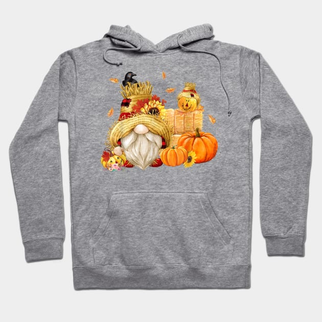 Fall Gnome Scarecrow Gnome Fall Halloween Thanksgiving Hoodie by luxembourgertreatable